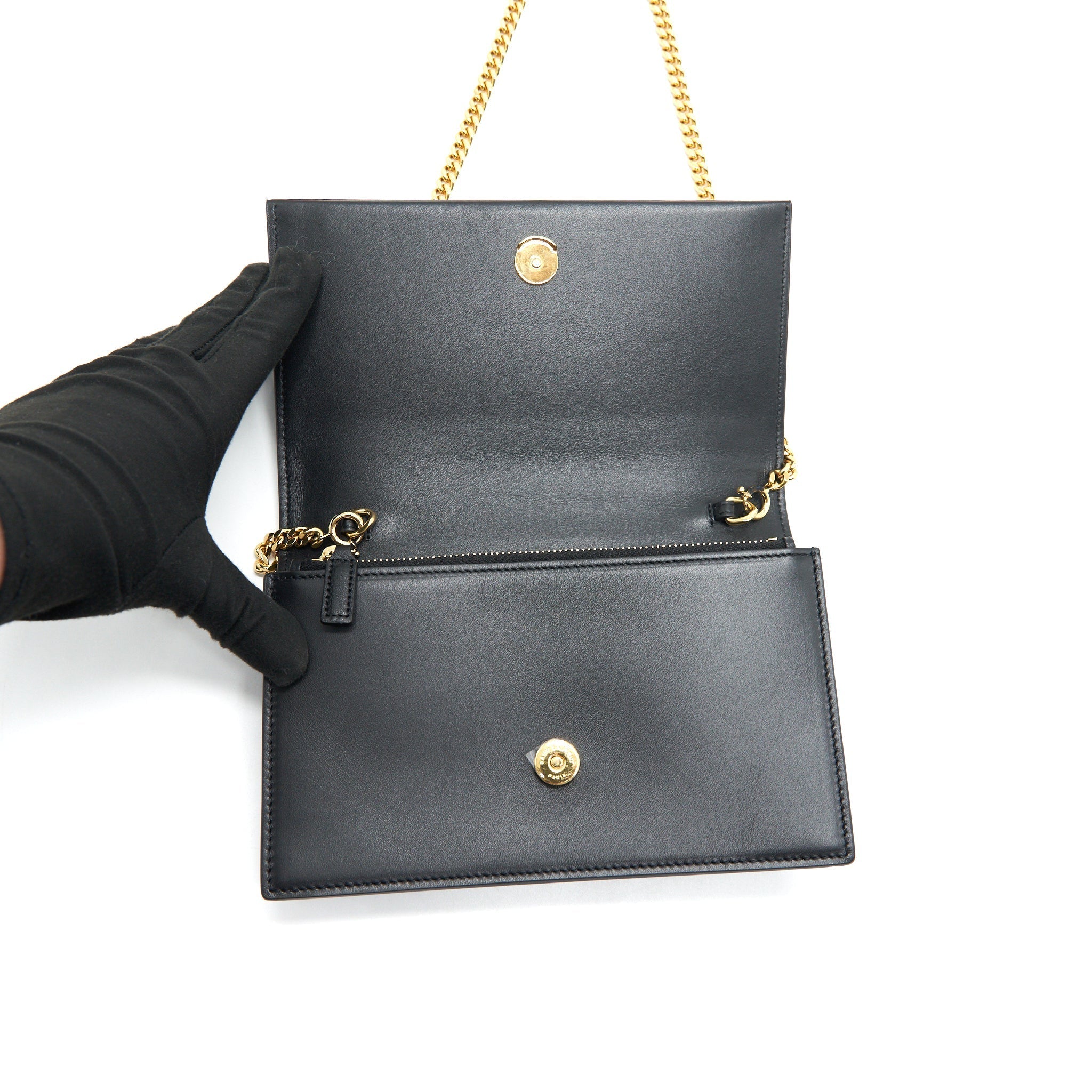 SAINT LAURENT  KATE WALLET ON CHAIN WITH TASSEL BLACK GHW