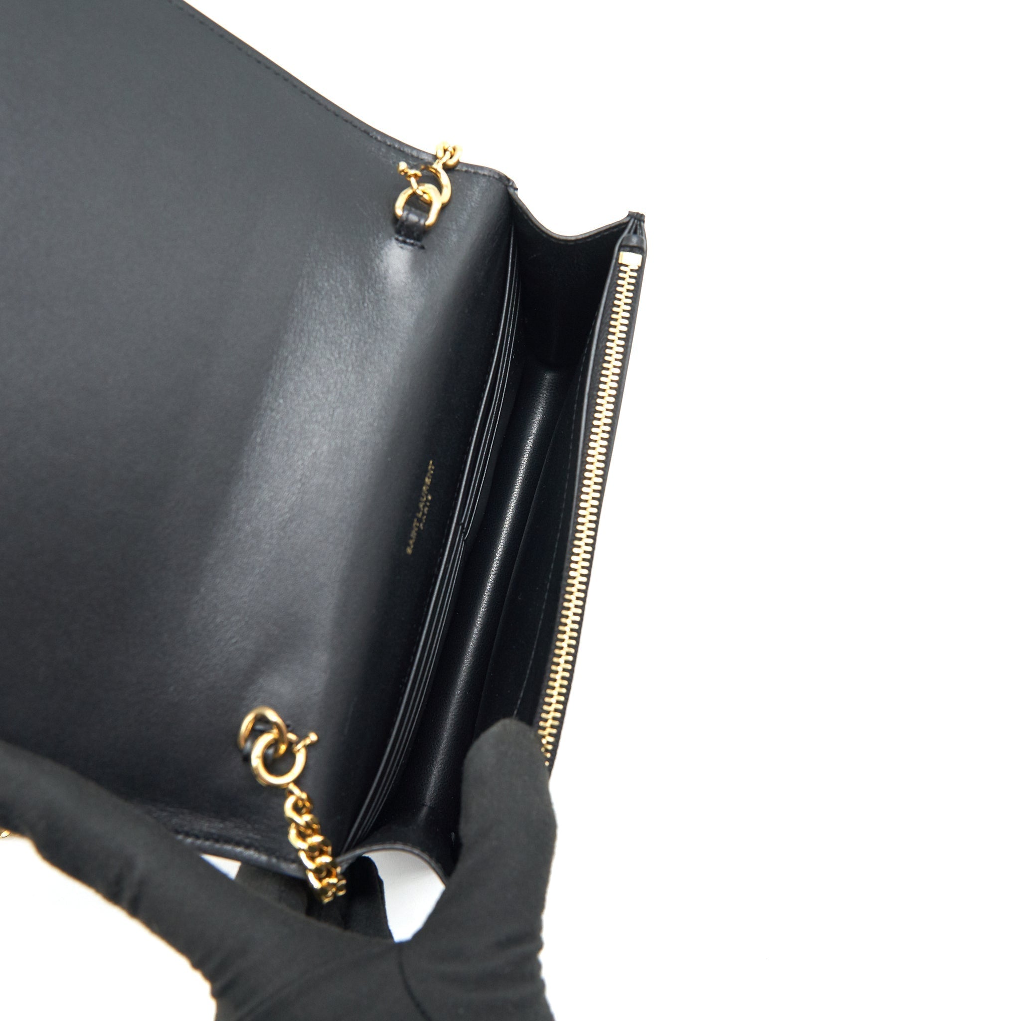 SAINT LAURENT  KATE WALLET ON CHAIN WITH TASSEL BLACK GHW