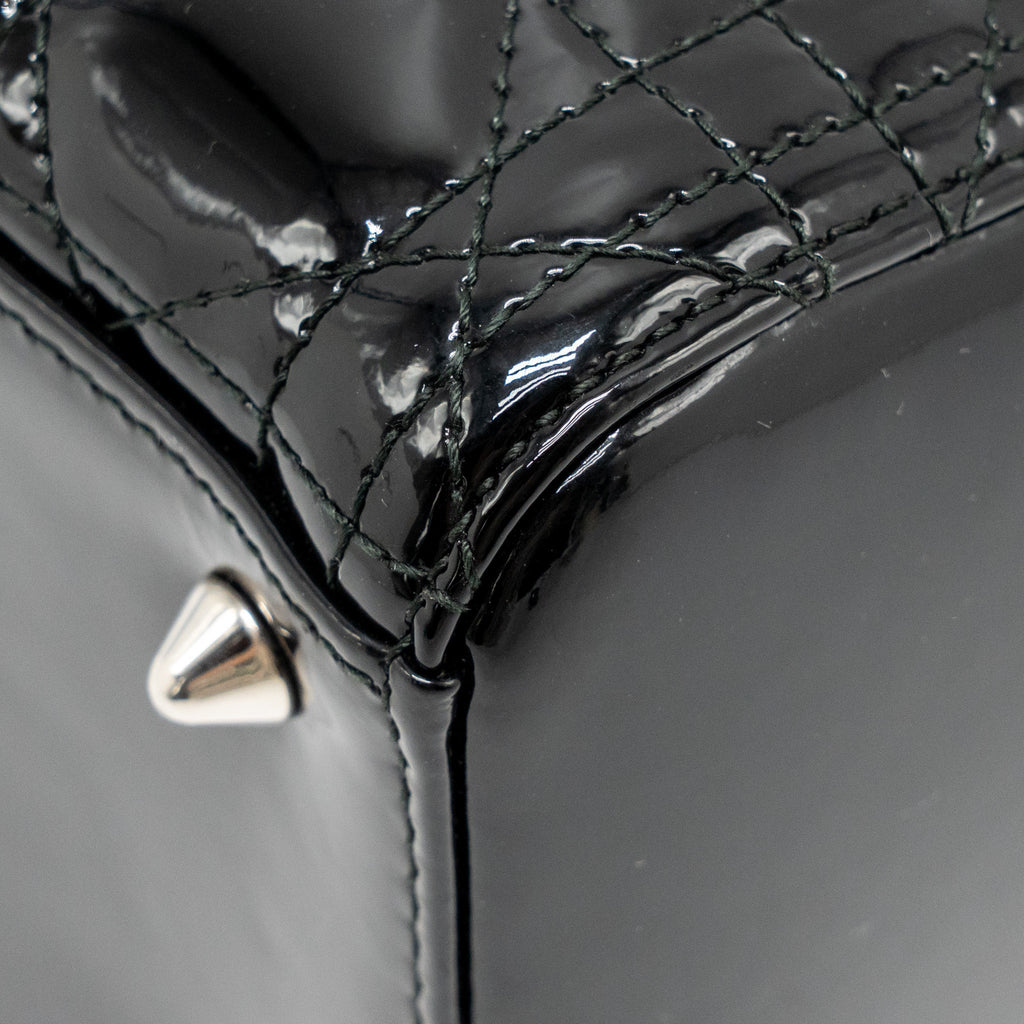 DIOR MEDIUM LADY DIOR PATENT LEATHER BLACK SHW