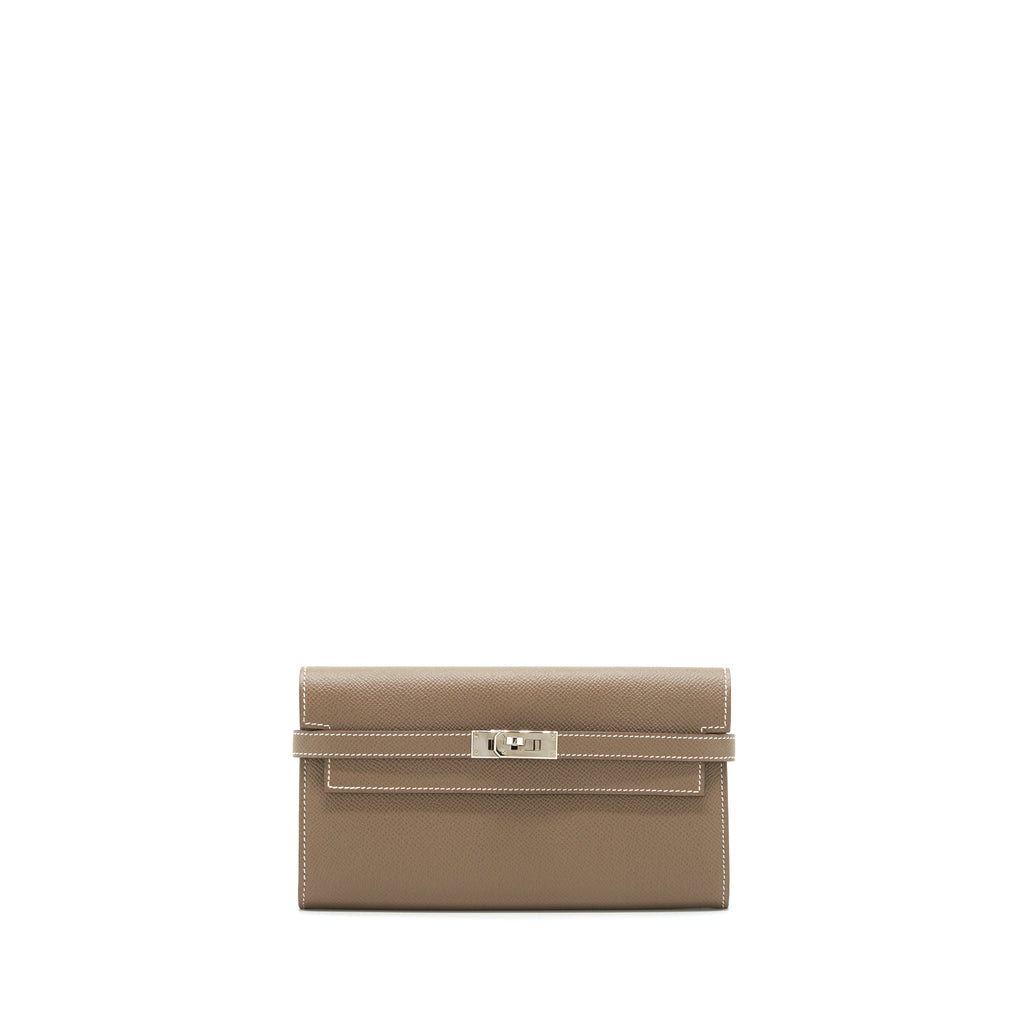 Hermes Classic Kelly Long Wallet Epsom Etoupe SHW