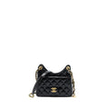 CHANEL 23C SMALL HOBO BAG SHINY CALFSKIN BLACK BRUSHED GHW (MICROCHIP)