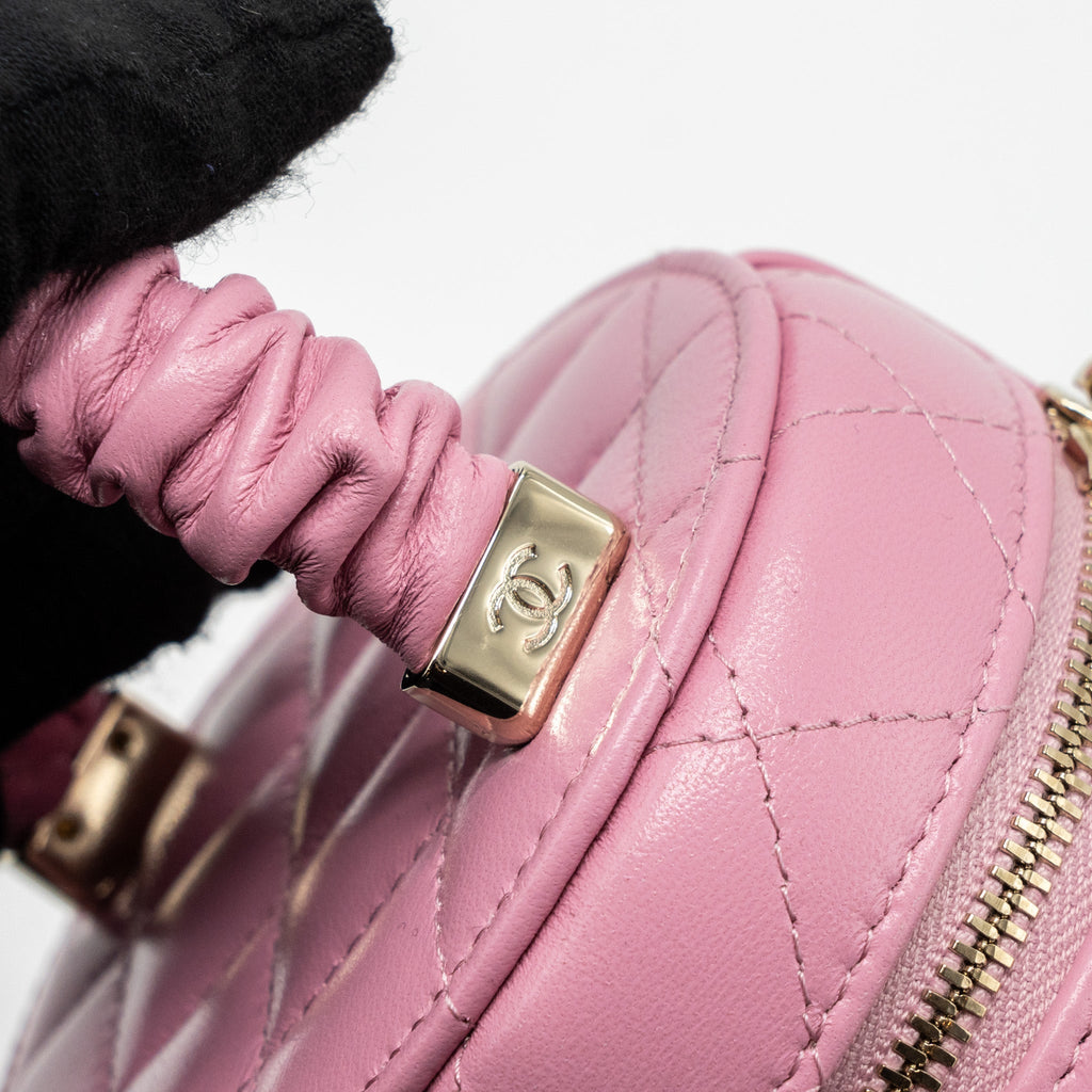 CHANEL TOP HANDLE VANITY CASE LAMBSKIN PINK LGHW