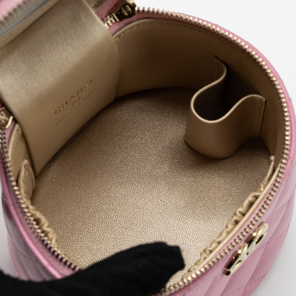 CHANEL TOP HANDLE VANITY CASE LAMBSKIN PINK LGHW