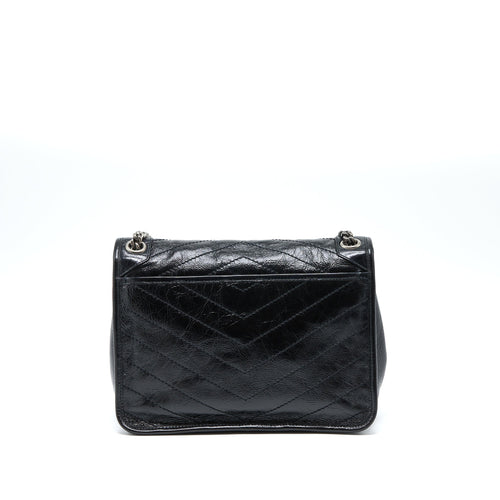 SAINT LAURENT MEDIUM NIKI CHAIN BAG AGED CALFSKIN BLACK RUTHENIUM HARDWARE