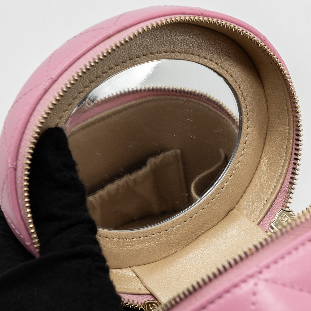 CHANEL TOP HANDLE VANITY CASE LAMBSKIN PINK LGHW