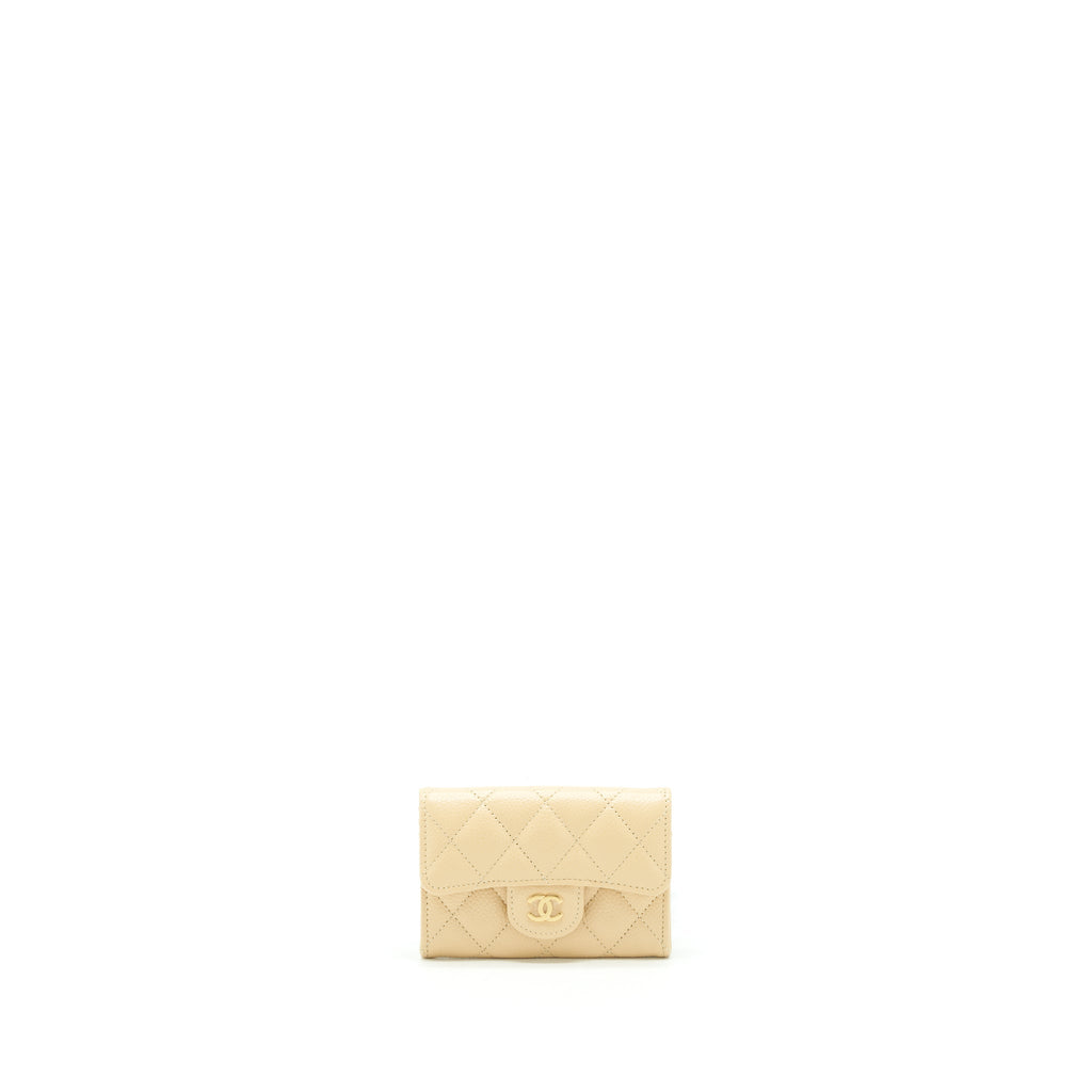 CHANEL CLASSIC FLAP CARD HOLDER CAVIAR BEIGE GHW