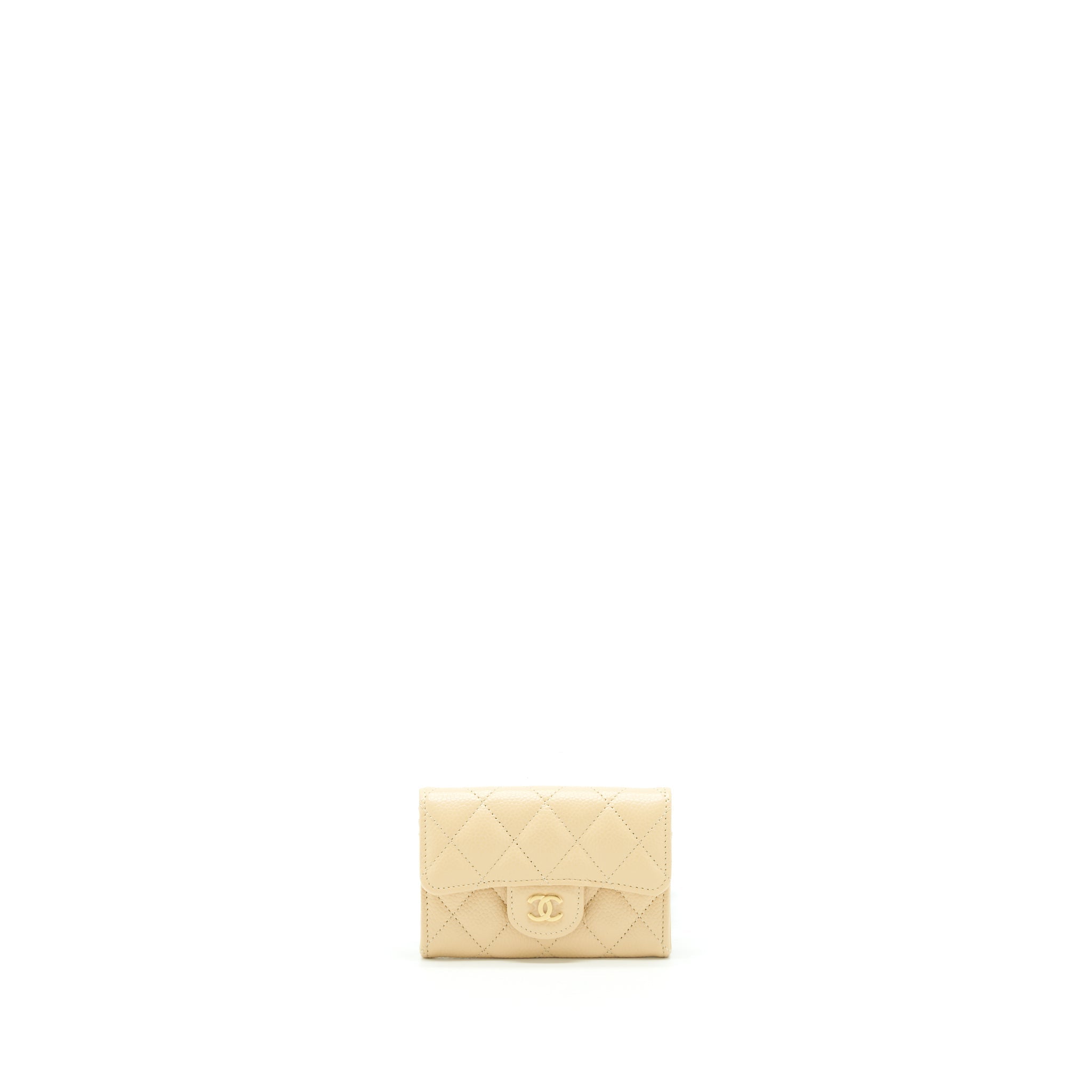 CHANEL CLASSIC FLAP CARD HOLDER CAVIAR BEIGE GHW