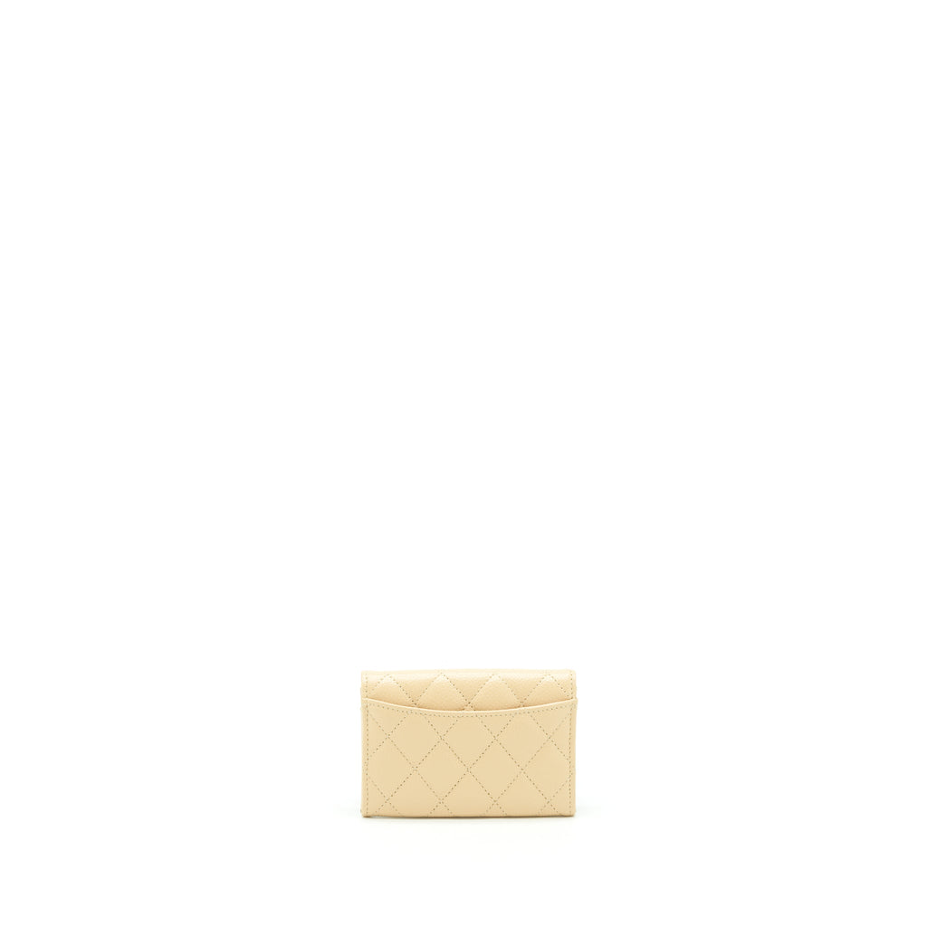 CHANEL CLASSIC FLAP CARD HOLDER CAVIAR BEIGE GHW