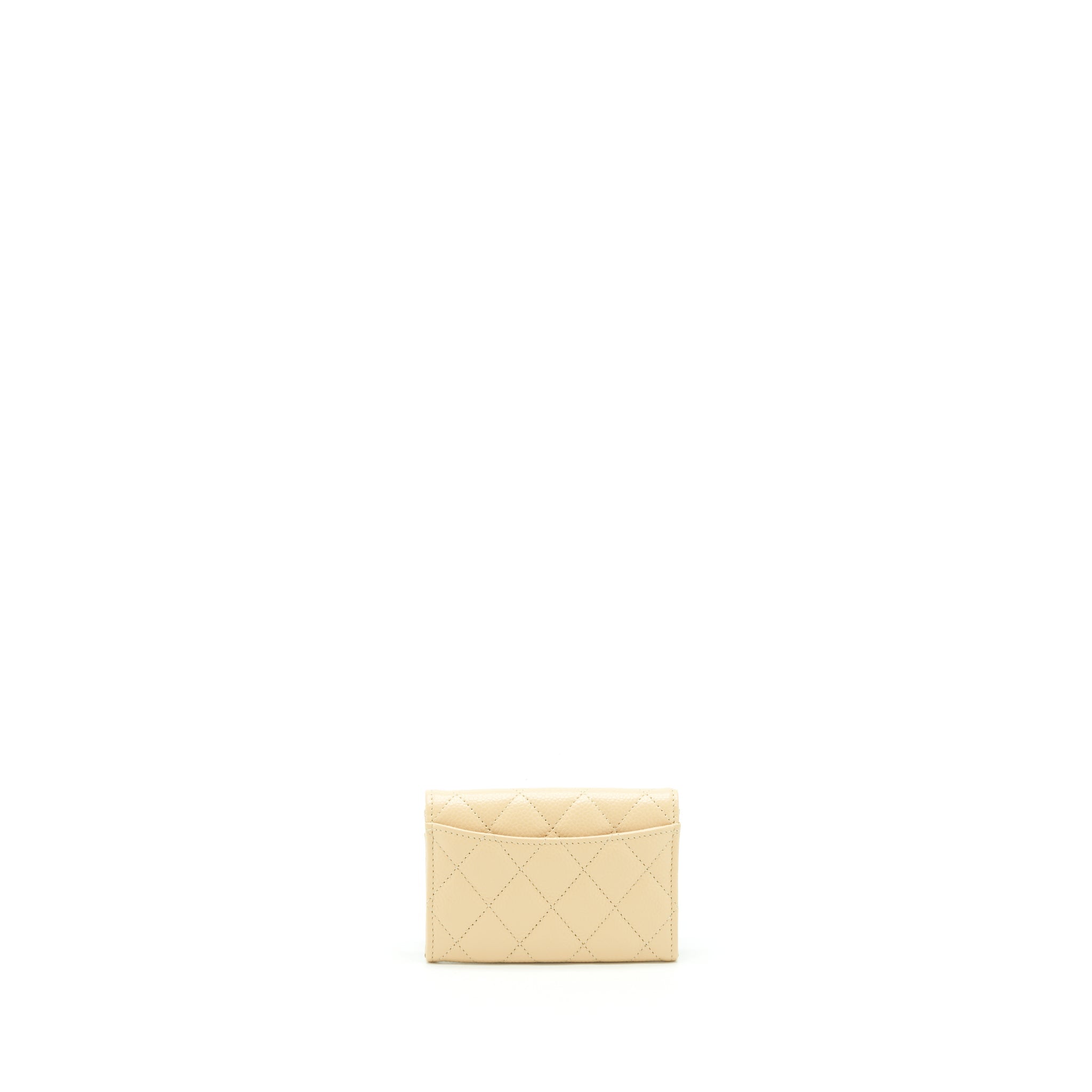 CHANEL CLASSIC FLAP CARD HOLDER CAVIAR BEIGE GHW