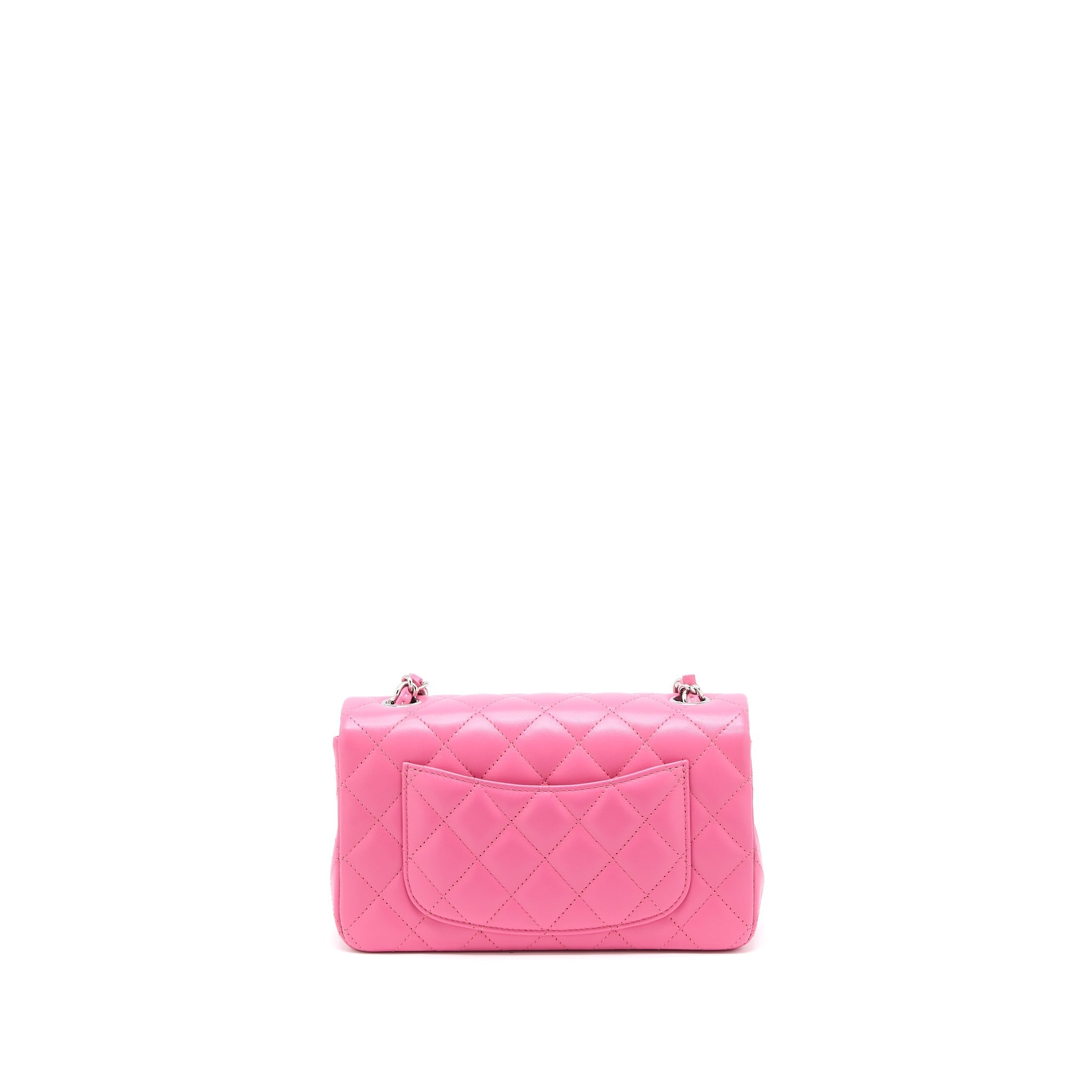 CHANEL CLASSIC MINI RECTANGULAR FLAP BAG LAMBSKIN PINK SHW