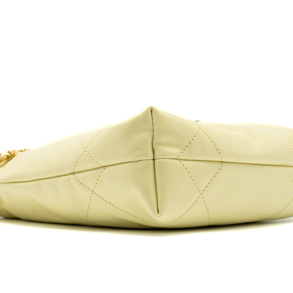 CHANEL 23S MINI 22 BAG SHINY CALFSKIN LIGHT YELLOW BRUSHED GHW (MICROCHIP)