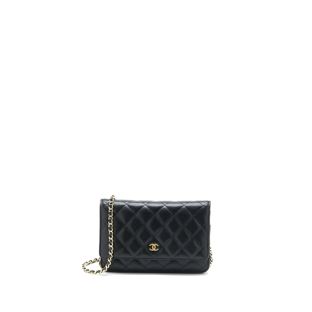 CHANEL CLASSIC WALLET ON CHAIN CAVIAR BLACK GHW (MICROCHIP)