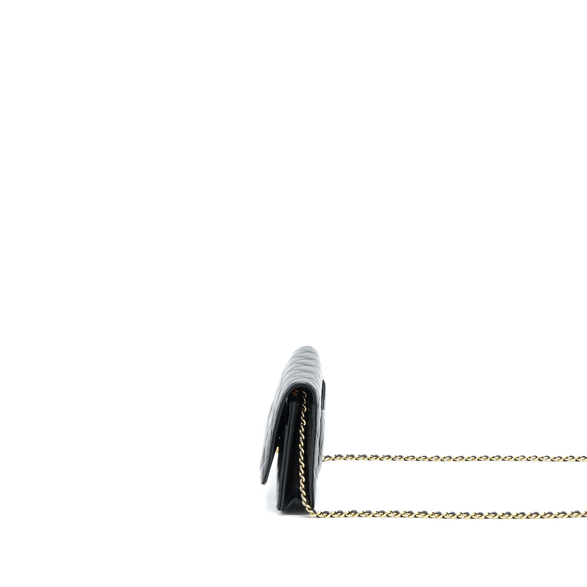 CHANEL CLASSIC WALLET ON CHAIN CAVIAR BLACK GHW (MICROCHIP)