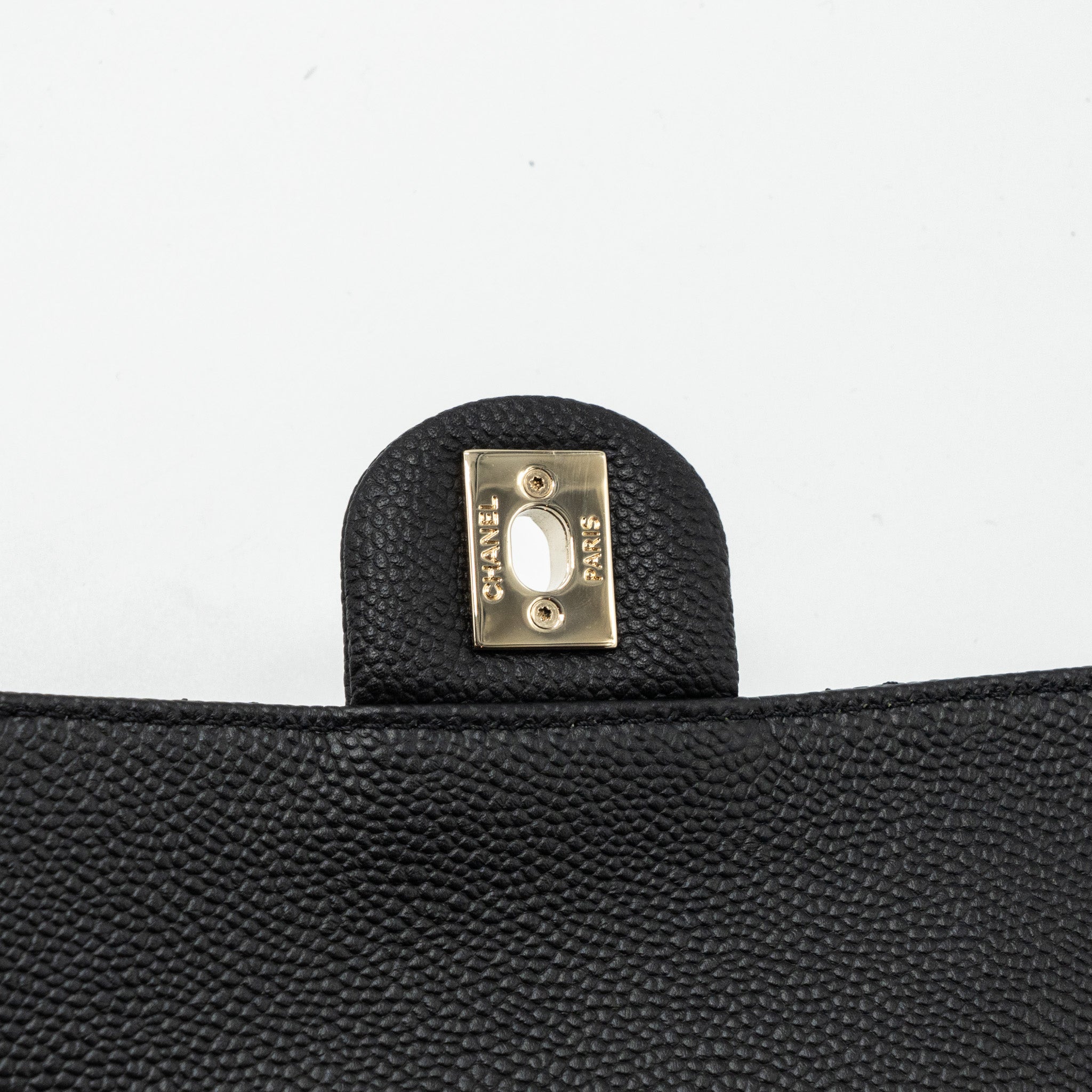 CHANEL FLAP BAG WITH CHAINS HANDLE QUILTED CALFSKIN BLACK GHW