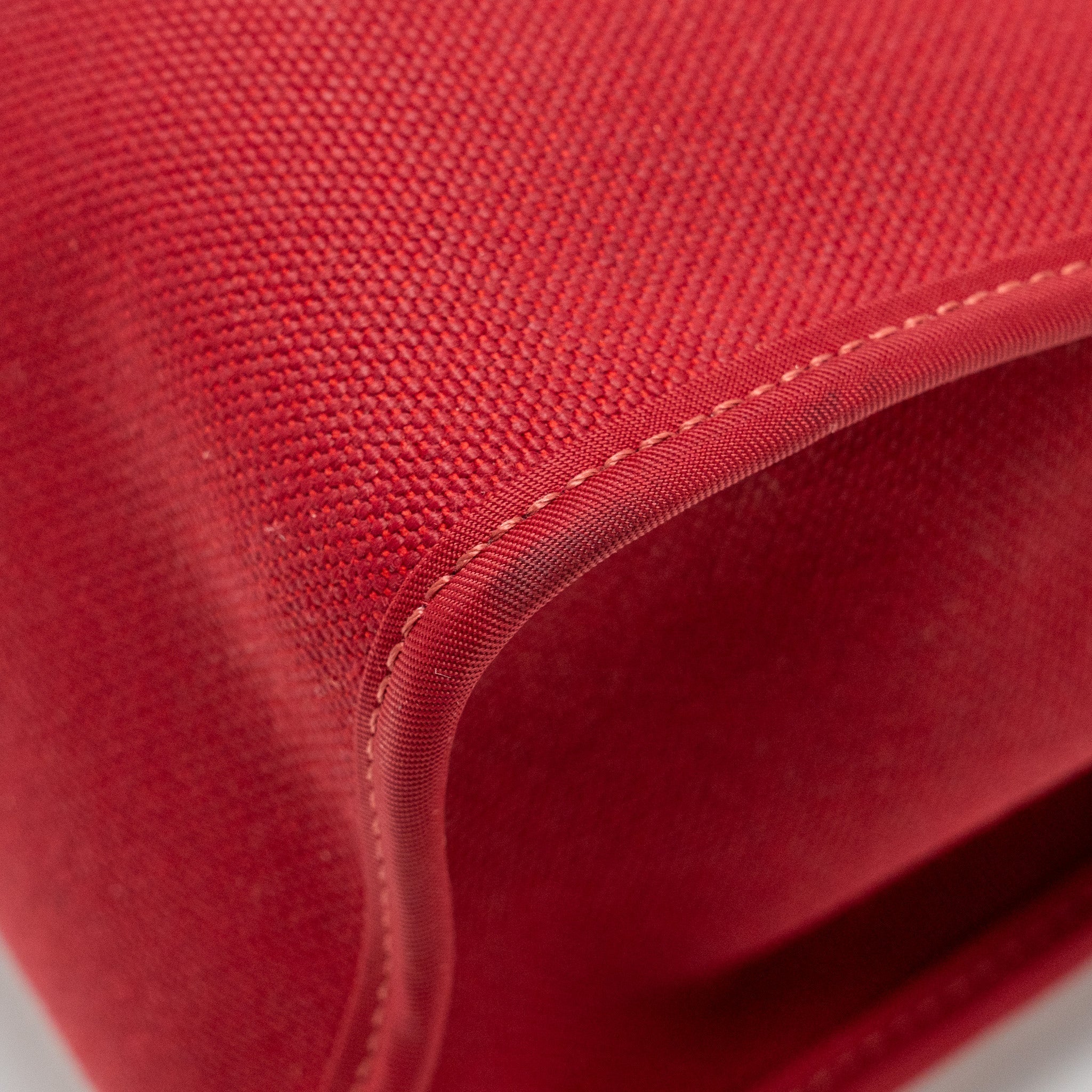 HERMES HERBAG 31 ZIP BAG CANVAS/HUNTER LEATHER RED SHW