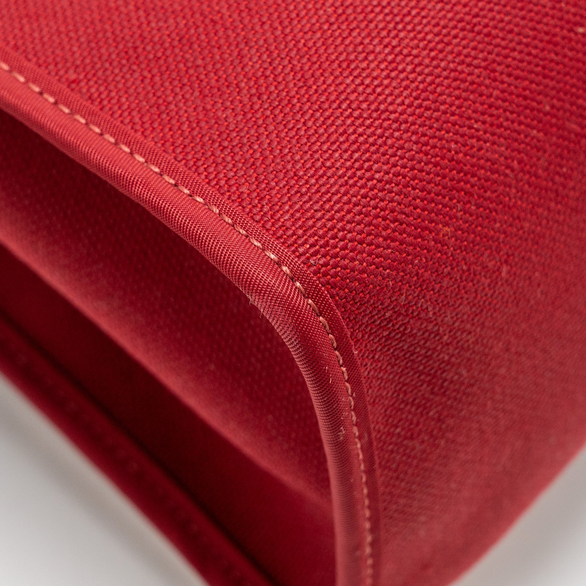 HERMES HERBAG 31 ZIP BAG CANVAS/HUNTER LEATHER RED SHW