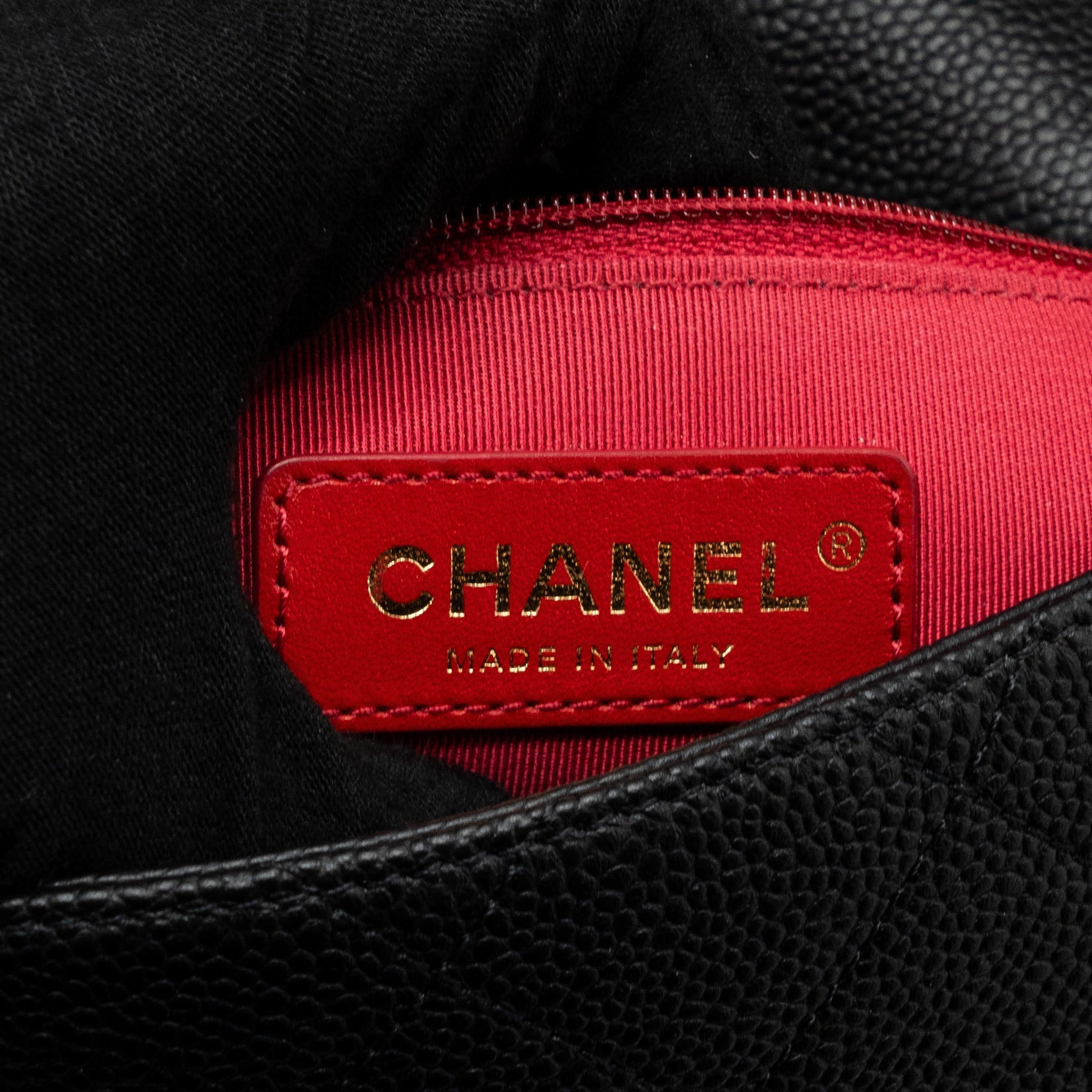 CHANEL FLAP BAG WITH CHAINS HANDLE QUILTED CALFSKIN BLACK GHW