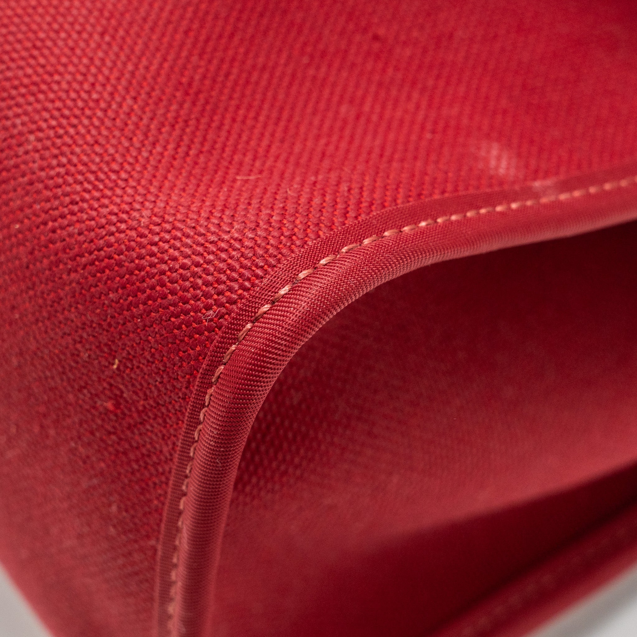 HERMES HERBAG 31 ZIP BAG CANVAS/HUNTER LEATHER RED SHW