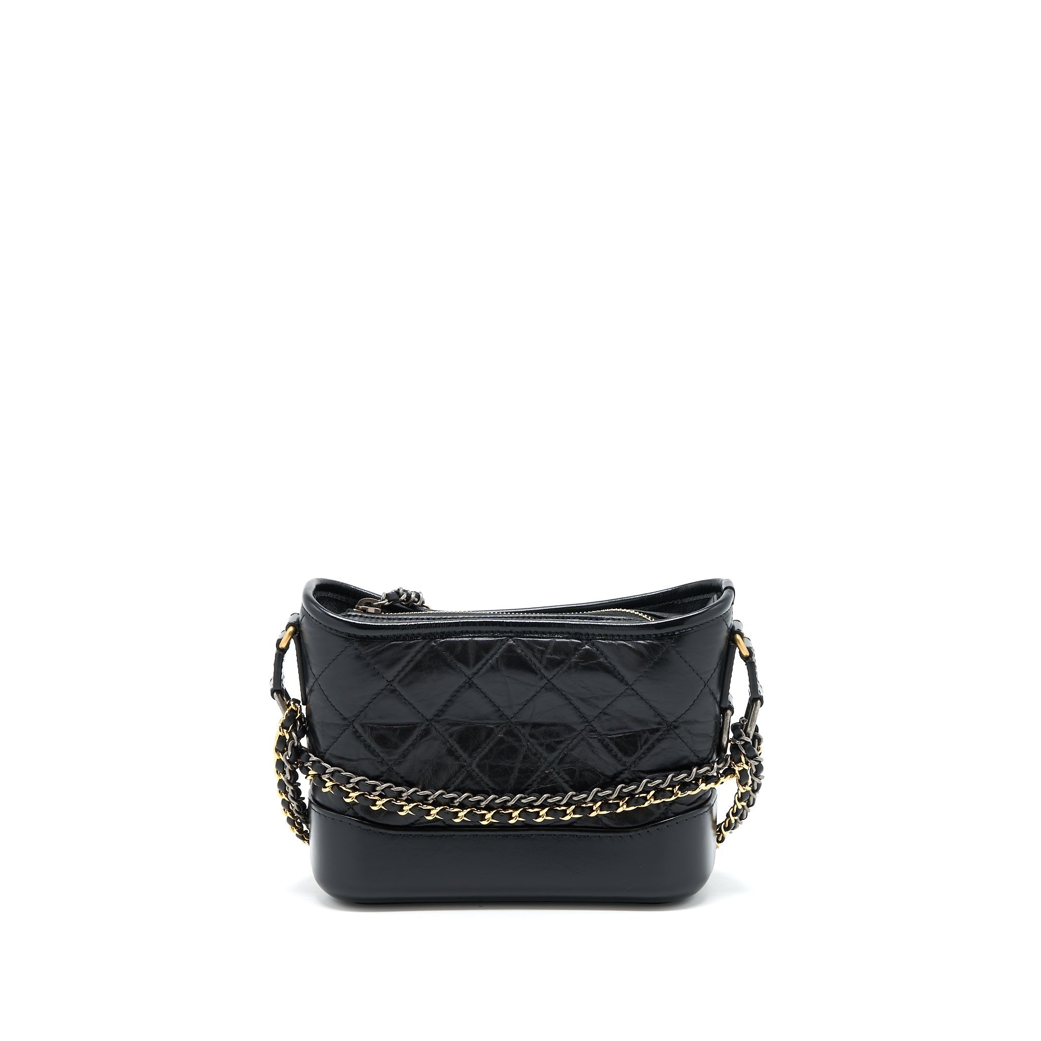 CHANEL SMALL GABRIELLE HOBO BAG AGED CALFSKIN BLACK MULTICOLOUR HARDWARE