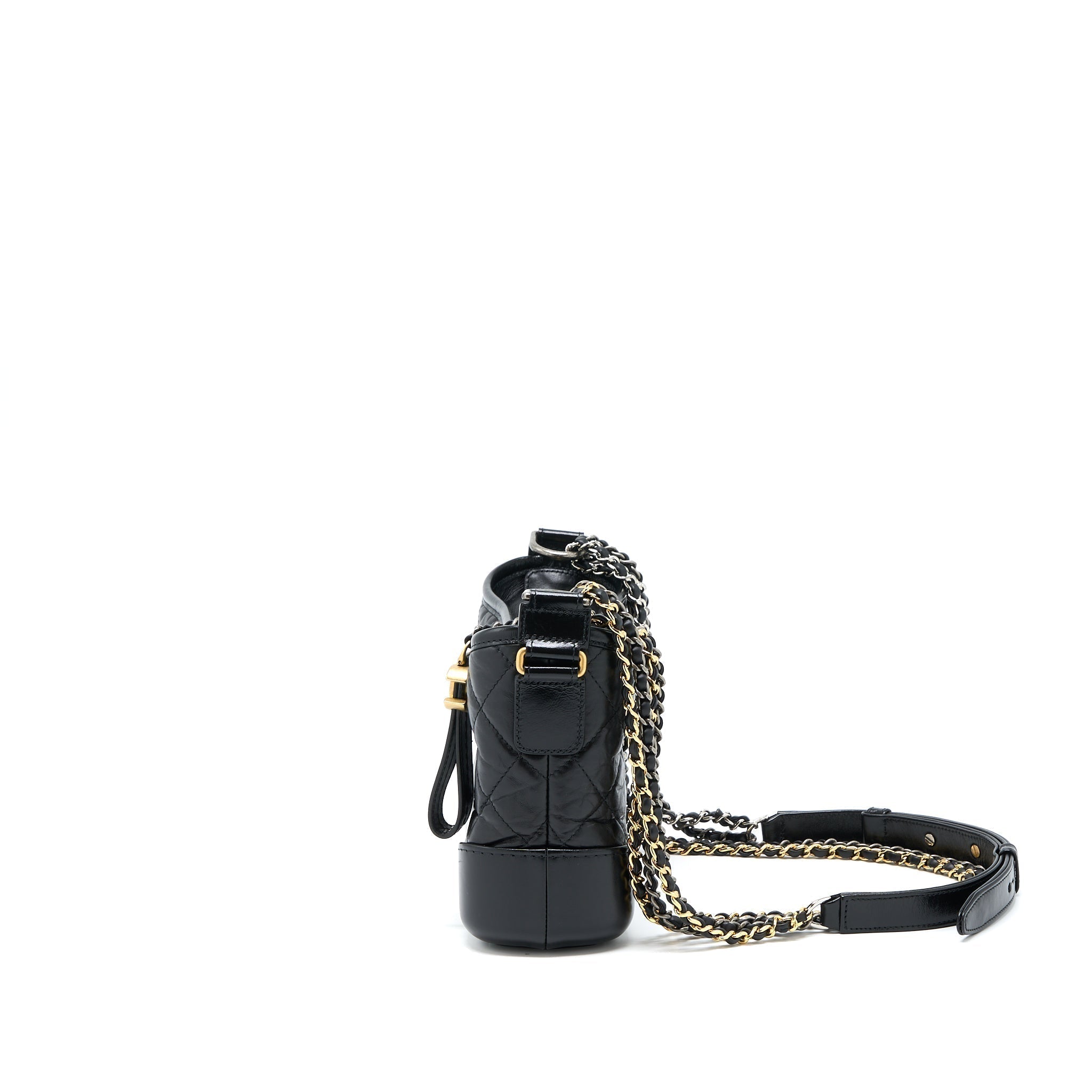CHANEL SMALL GABRIELLE HOBO BAG AGED CALFSKIN BLACK MULTICOLOUR HARDWARE