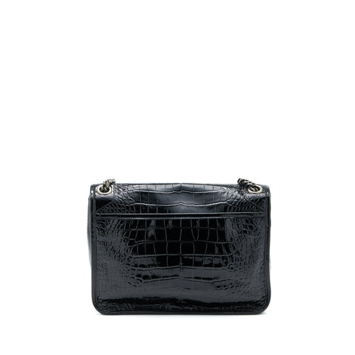 SAINT LAURENT MEDIUM NIKI CHAIN BAG PATENT BLACK SHW