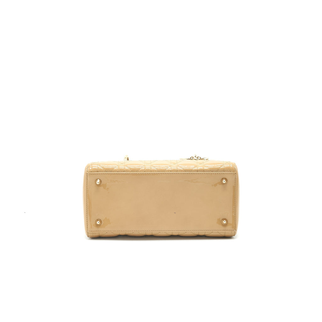 CHRISTIAN DIOR MEDIUM LADY DIOR PATENT LEATHER BEIGE GHW