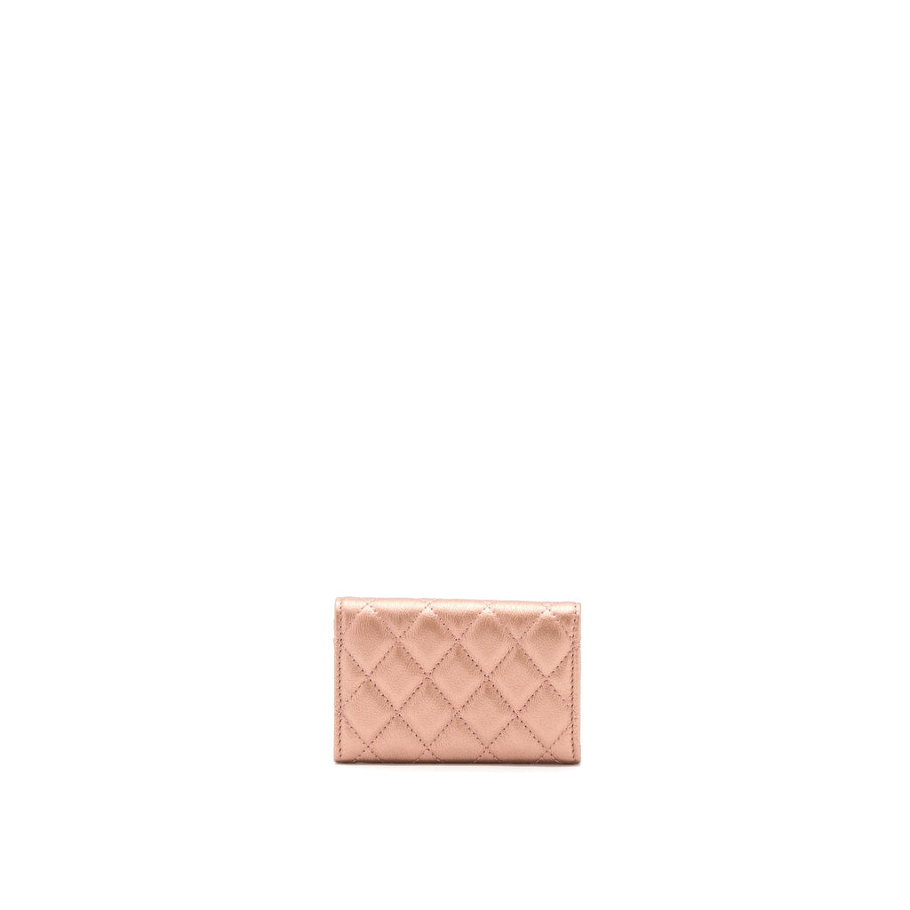 CHANEL 2.55 REISSUE FLAP CARD HOLDER METALLIC GRAINED CALFSKIN ROSE GOLD RGHW