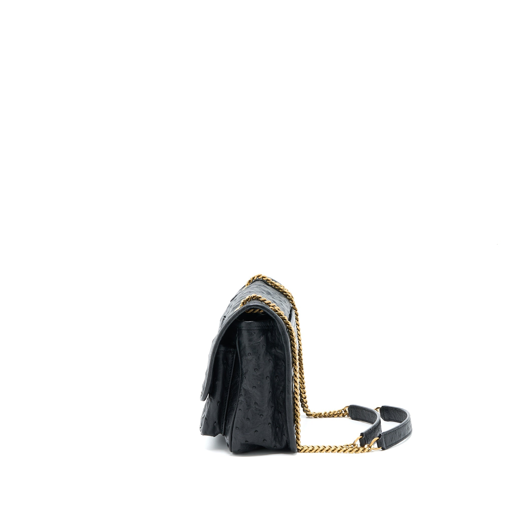 SAINT LAURENT NIKI BABY OSTRICH BLACK GHW