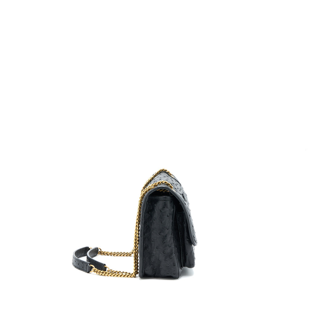 SAINT LAURENT NIKI BABY OSTRICH BLACK GHW