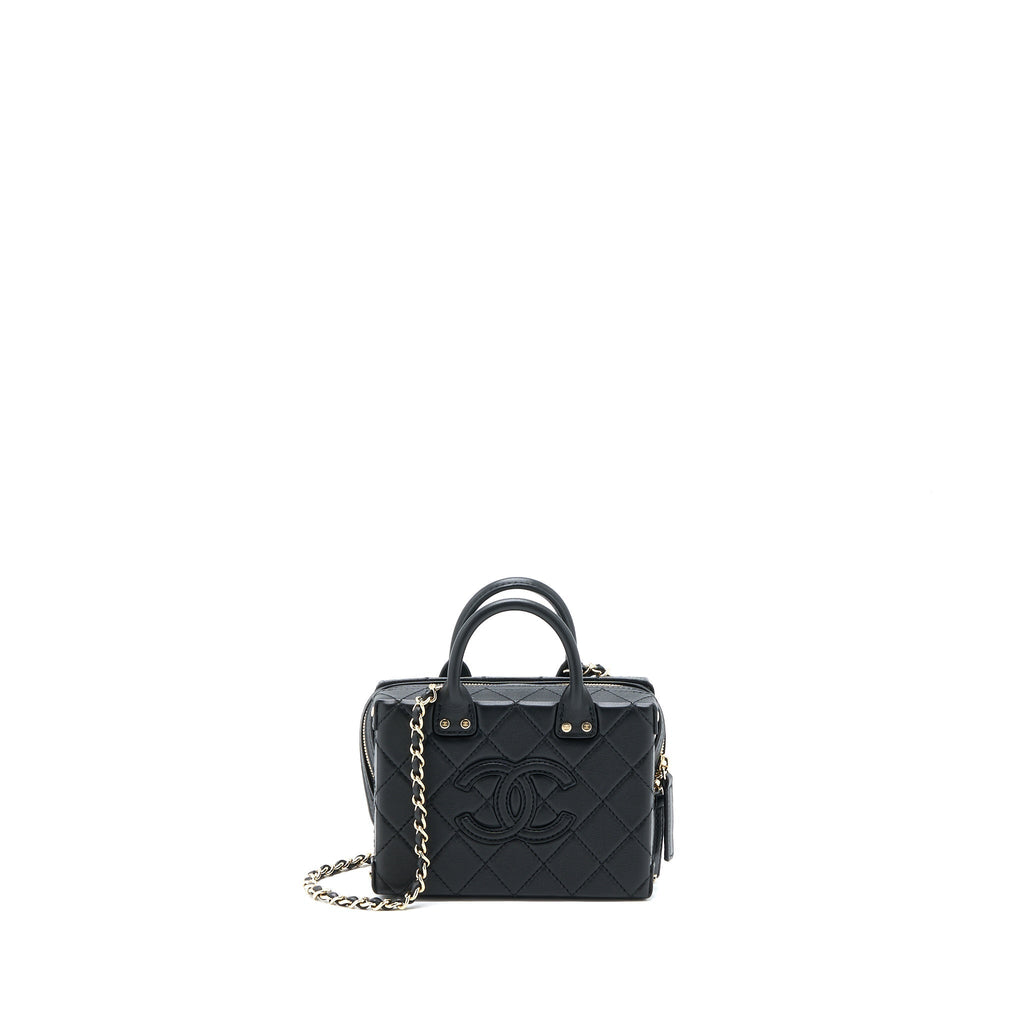CHANEL 22B SMALL VANITY CASE CALFSKIN BLACK GHW (MICROCHIP)