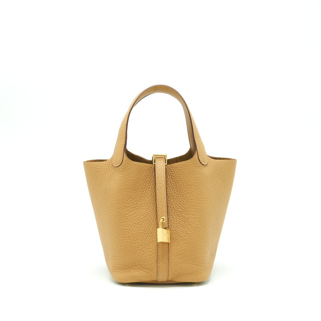 HERMES PICOTIN 18 LOCK BAG CLEMENCE BISCUIT GHW