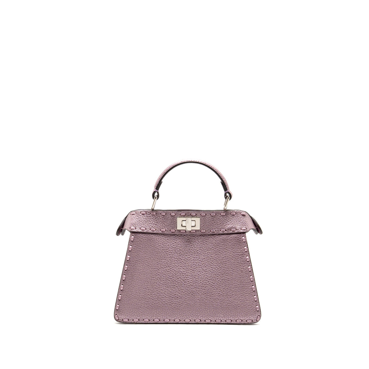 Fendi Peekaboo ISeeU Petite Cuoio Romano Leather Metallic Pink SHW