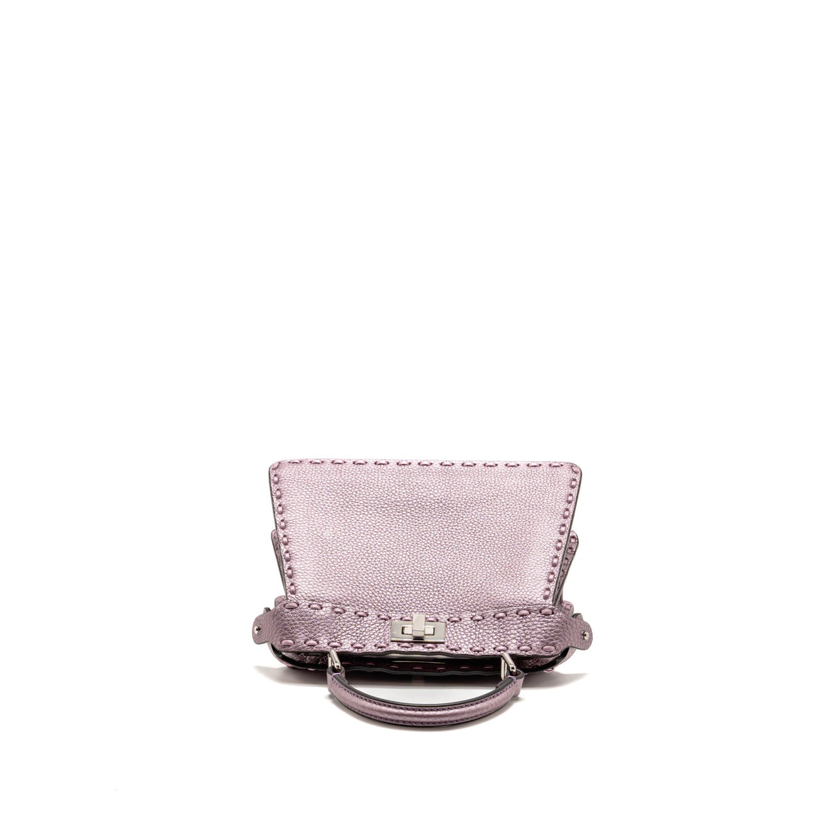 Fendi Peekaboo ISeeU Petite Cuoio Romano Leather Metallic Pink SHW