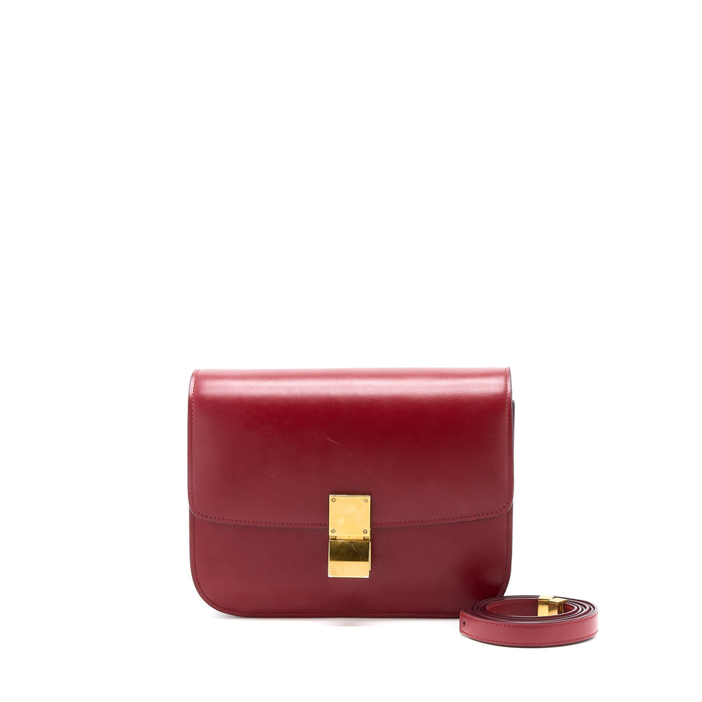 CELINE MEDIUM CLASSIC BOX BAG CALFSKIN RED GHW