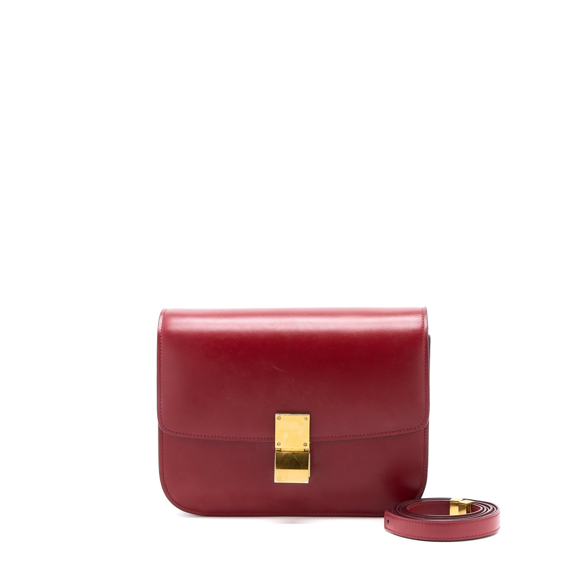 CELINE MEDIUM CLASSIC BOX BAG CALFSKIN RED GHW