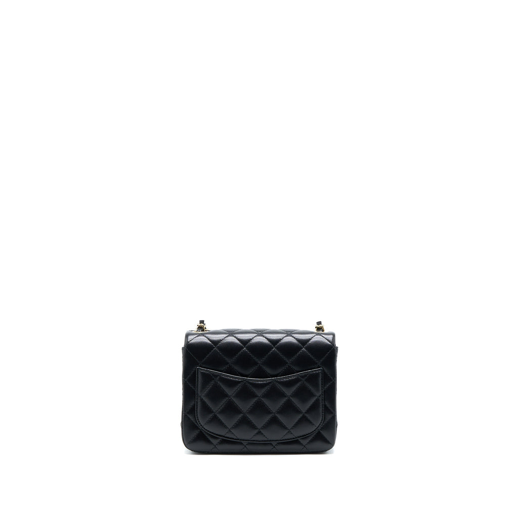 CHANEL MINI SQUARE FLAP BAG LAMBSKIN BLACK LGHW (MICROCHIP)