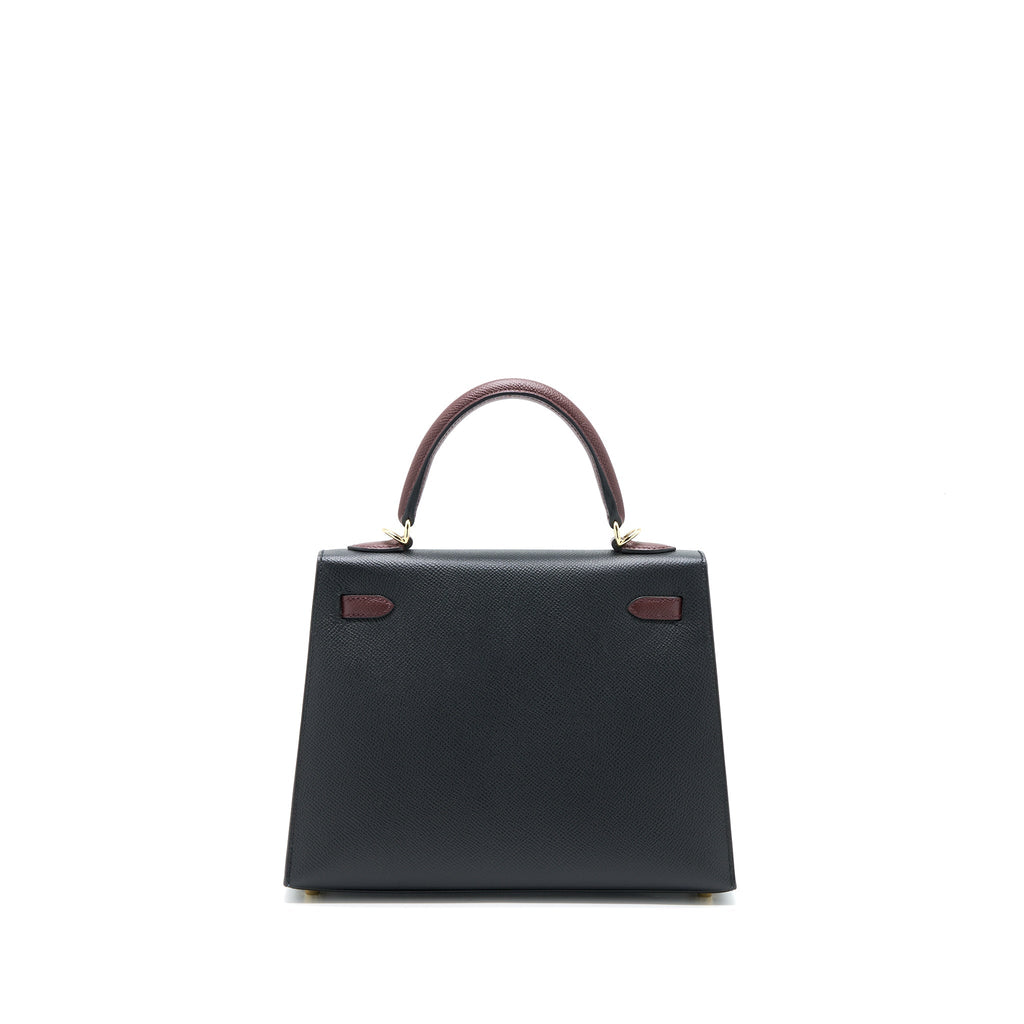 HERMES KELLY 25 SPECIAL ORDER EPSOM BLACK/ ROUGE H GHW