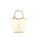 HERMES PICOTIN 22 LOCK TOUCH BAG CLEMENCE WITH OSTRICH HANDLE NATA/TRENCH SHW