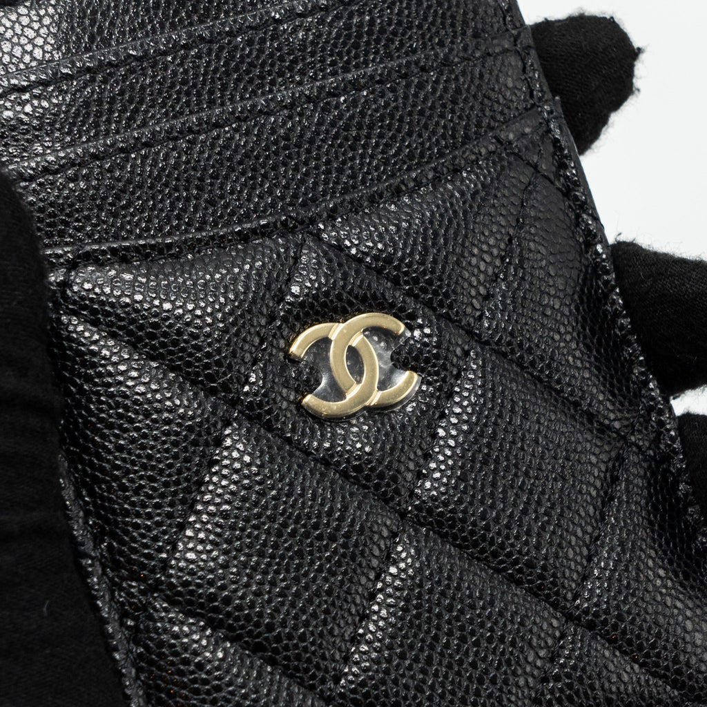 CHANEL 23K CARD HOLDER CAVIAR BLACK GHW(MICROCHIP)