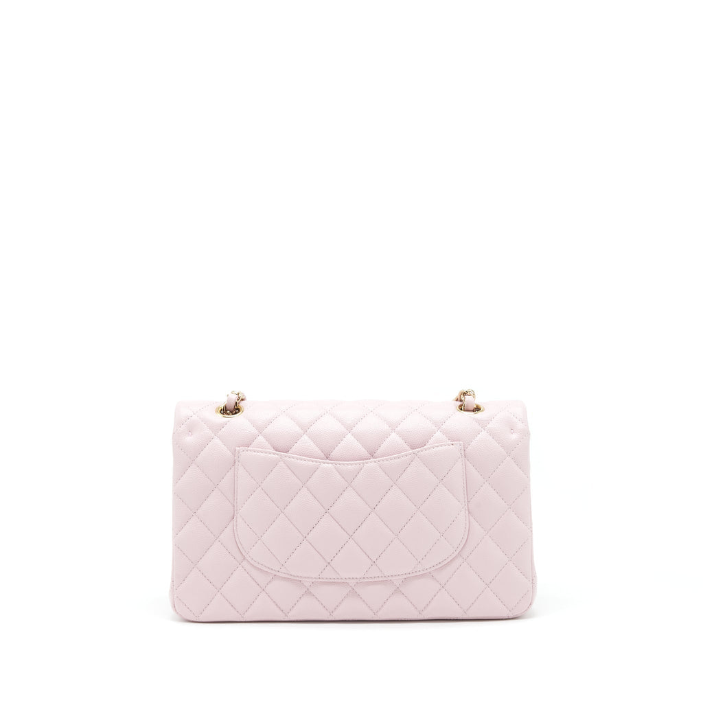CHANEL MEDIUM CLASSIC DOUBLE FLAP BAG 21S CAVIAR LIGHT PINK LGHW