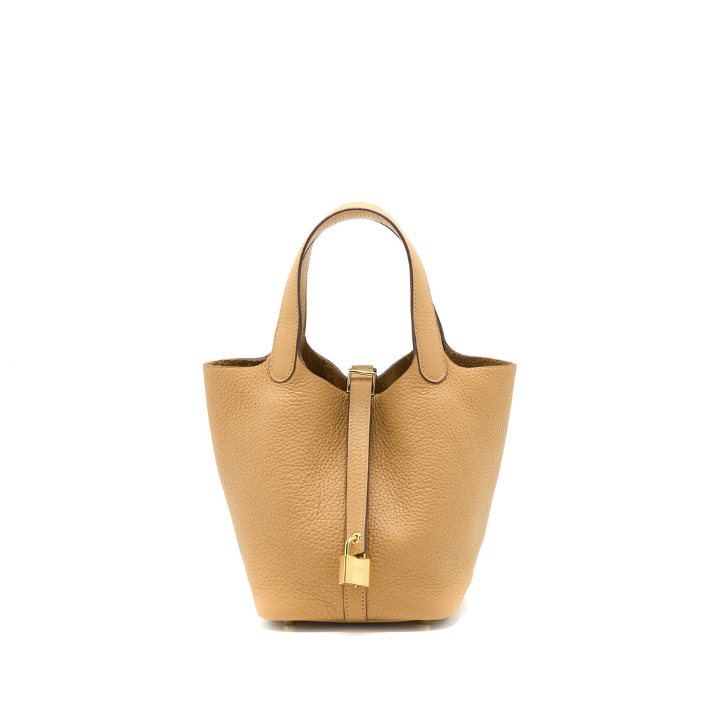 HERMES PICOTIN 18 LOCK BAG CLEMENCE BISCUIT GHW