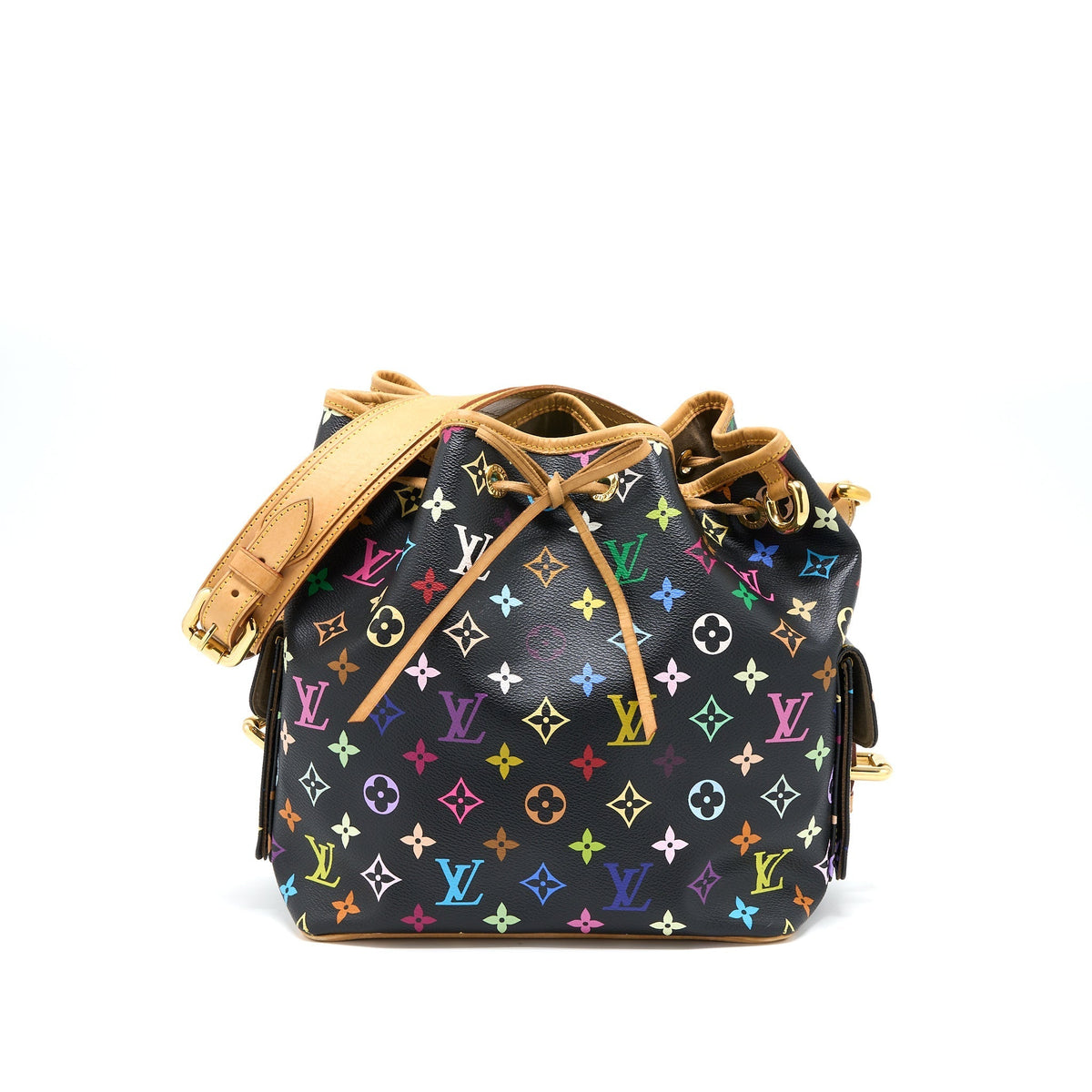 LOUIS VUITTON PETIT NOE BLACK MULTICOLOUR MONOGRAM CANVAS GHW