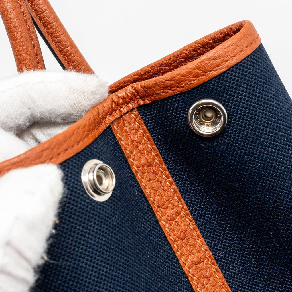 HERMES GARDEN PARTY 30 CANVAS/NEGONDA BLUE MARINE/CUIVRE SHW