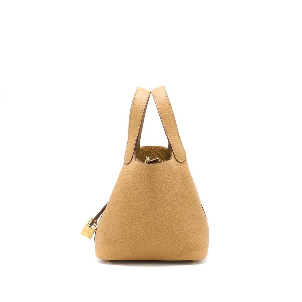 HERMES PICOTIN 18 LOCK BAG CLEMENCE BISCUIT GHW