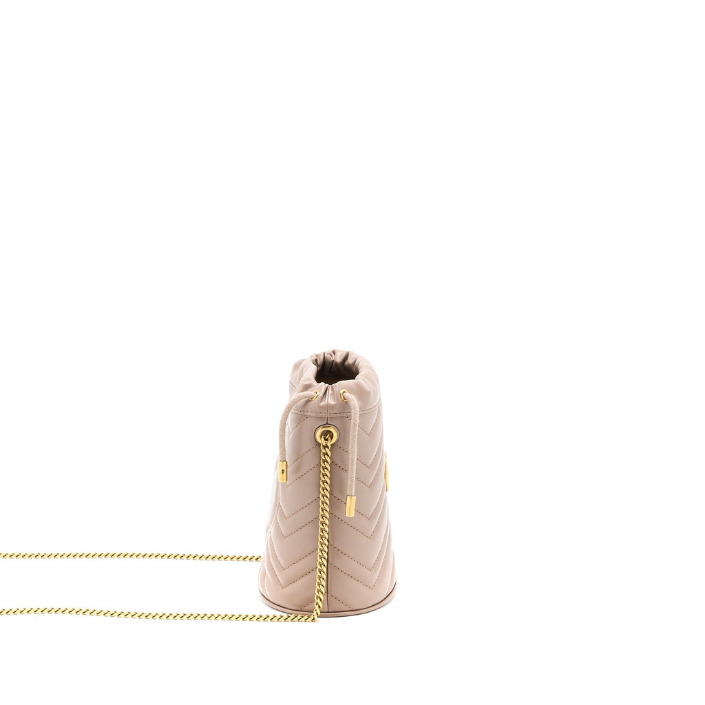 GUCCI GG MARMONT MINI BUCKET DARK BEIGE GHW