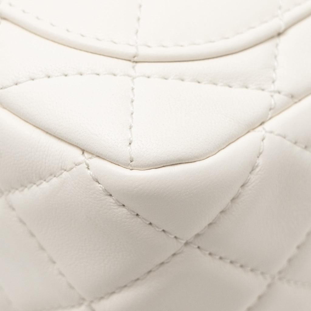CHANEL PEARL CRUSH MINI SQUARE LAMBSKIN WHITE GHW (MICROCHIP)