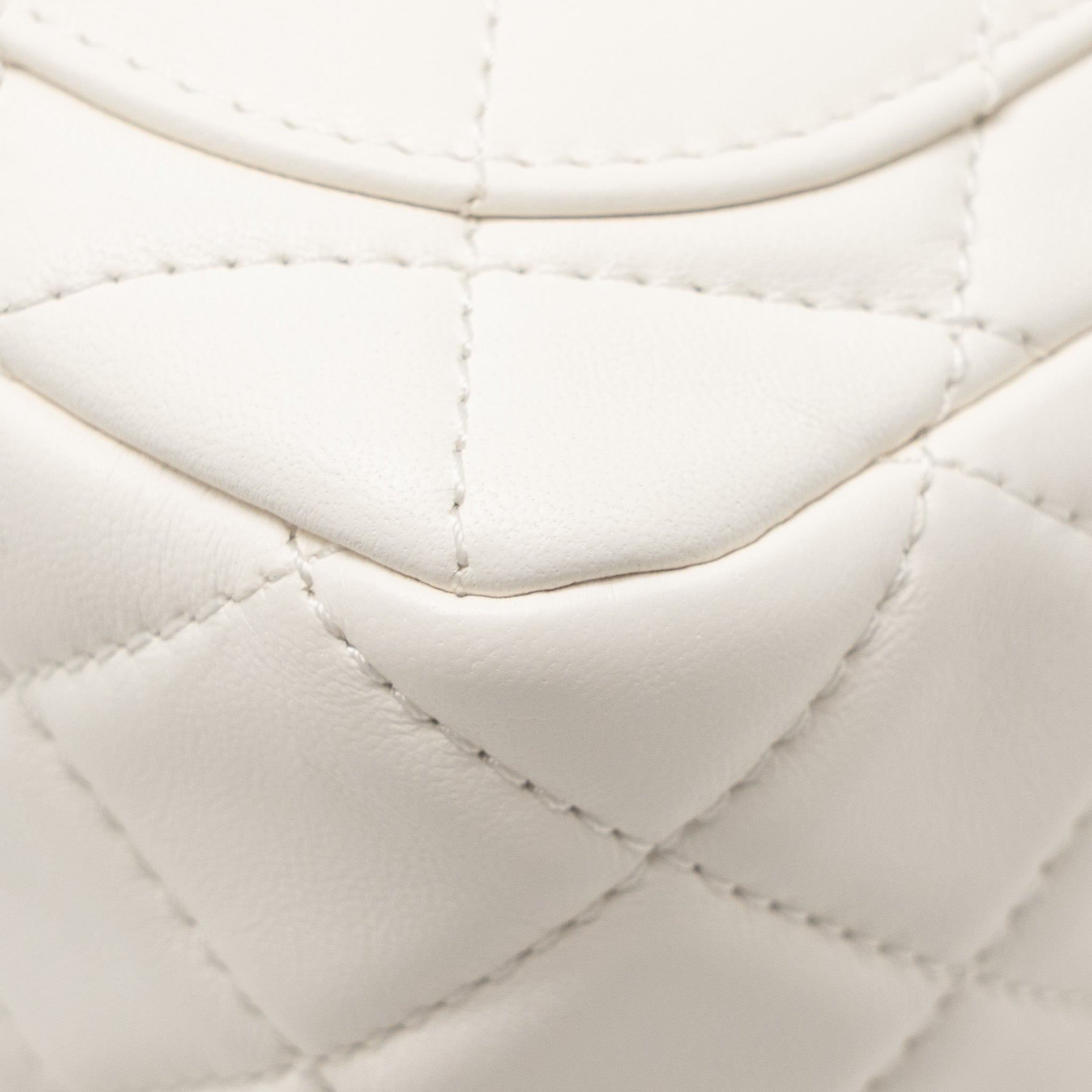 CHANEL PEARL CRUSH MINI SQUARE LAMBSKIN WHITE GHW (MICROCHIP)