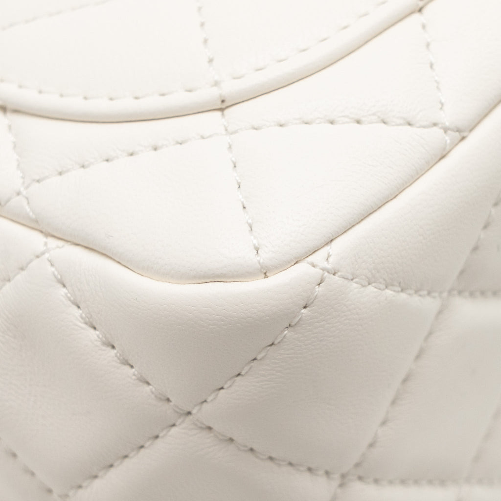 CHANEL PEARL CRUSH MINI SQUARE LAMBSKIN WHITE GHW (MICROCHIP)