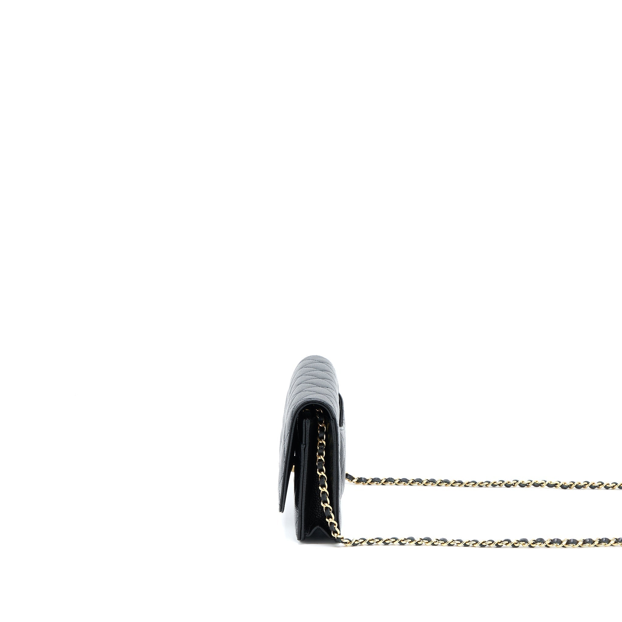 CHANEL CLASSIC WALLET ON CHAIN CAVIAR BLACK GHW (MICROCHIP)