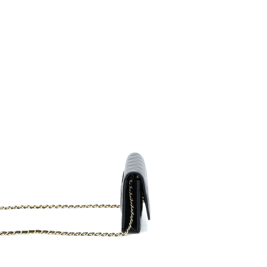CHANEL CLASSIC WALLET ON CHAIN CAVIAR BLACK GHW (MICROCHIP)